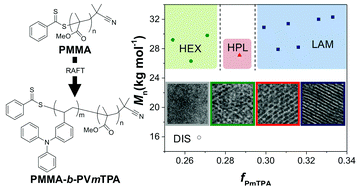 Graphical abstract: Poly(methyl methacrylate-block-vinyl-m-triphenylamine): synthesis by RAFT polymerization and melt-state self-assembly