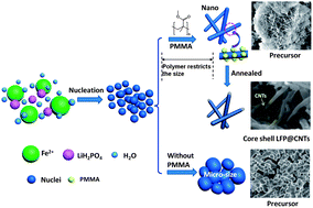 Graphical abstract: In situ self-catalyzed formation of core–shell LiFePO4@CNT nanowires for high rate performance lithium-ion batteries