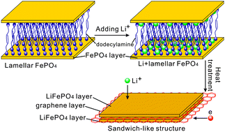 Graphical abstract: Sandwich-like LiFePO4/graphene hybrid nanosheets: in situ catalytic graphitization and their high-rate performance for lithium ion batteries