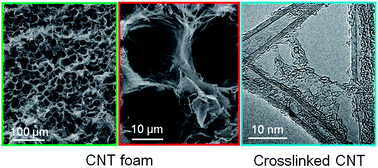 Graphical abstract: Fabrication of cross-linked carbon nanotube foam using polymethylmethacrylate microspheres as templates