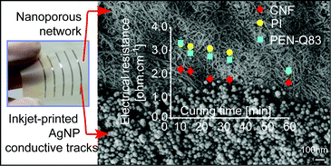 Graphical abstract: Electrical functionality of inkjet-printed silver nanoparticle conductive tracks on nanostructured paper compared with those on plastic substrates