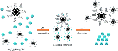 Graphical abstract: Magnetic nanoparticles coated with dithizone-modified chitosan for use in solid-phase extraction of copper(ii)