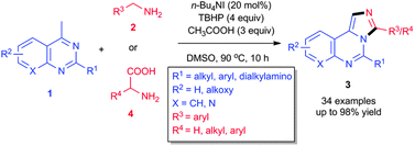 Graphical abstract: n-Bu4NI-catalyzed selective dual amination of sp3 C–H bonds: oxidative domino synthesis of imidazo[1,5-c]quinazolines on a gram-scale