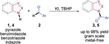 Graphical abstract: Direct N-acylation of azoles via a metal-free catalyzed oxidative cross-coupling strategy