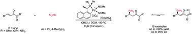 Graphical abstract: Enantioselective phospha-Michael addition of diarylphosphines to β,γ-unsaturated α-ketoesters and amides