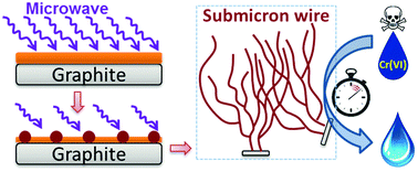 Graphical abstract: Ultrafast Cr(vi) removal from polluted water by microwave synthesized iron oxide submicron wires