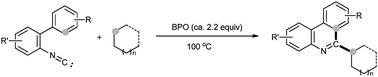 Graphical abstract: The benzoyl peroxide-promoted functionalization of simple alkanes with 2-aryl phenyl isonitrile