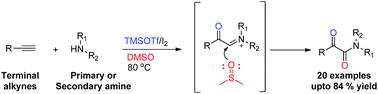 Graphical abstract: A general metal free approach to α-ketoamides via oxidative amidation–diketonization of terminal alkynes