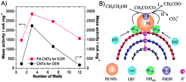 Graphical abstract: Significant promotion effect of carbon nanotubes on the electrocatalytic activity of supported Pd NPs for ethanol oxidation reaction of fuel cells: the role of inner tubes