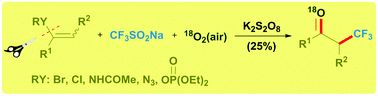 Graphical abstract: Relay cooperation of K2S2O8 and O2 in oxytrifluoromethylation of alkenes using CF3SO2Na