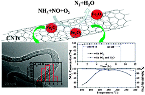 Graphical abstract: Highly dispersed Fe2O3 on carbon nanotubes for low-temperature selective catalytic reduction of NO with NH3