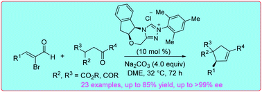 Graphical abstract: N-Heterocyclic carbene-catalyzed enantioselective synthesis of functionalized cyclopentenes via α,β-unsaturated acyl azoliums