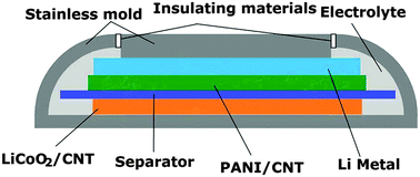 Graphical abstract: Modified secondary lithium metal batteries with the polyaniline–carbon nanotube composite buffer layer