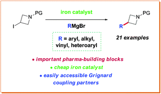 Graphical abstract: Iron catalysed cross-couplings of azetidines – application to the formal synthesis of a pharmacologically active molecule