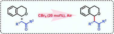 Graphical abstract: Catalytic amounts of CBr4 mediated dehydrogenative coupling of isochromans with aromatic ketones