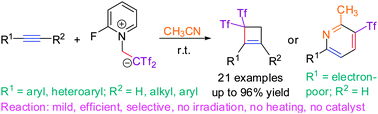 Graphical abstract: Unveiling the uncatalyzed reaction of alkynes with 1,2-dipoles for the room temperature synthesis of cyclobutenes