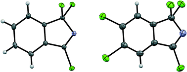 Graphical abstract: Optimized synthesis and crystal growth by sublimation of 1,3,3-trichloroisoindolenines, key building blocks for crosswise phthalocyanines