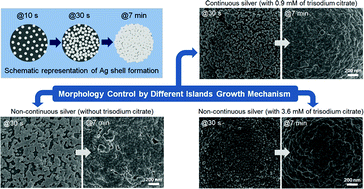 Graphical abstract: Morphology control and temporal growth of a continuous silver shell on core–shell spheres