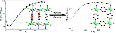 Graphical abstract: Cobalt(ii)–pyrazine–chloride coordination polymers: synthesis, reactivity and magnetic properties
