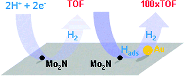 Graphical abstract: Synergy between molybdenum nitride and gold leading to platinum-like activity for hydrogen evolution