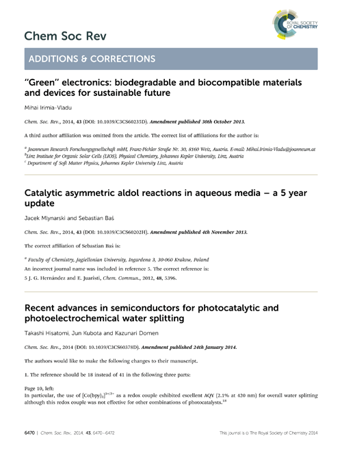 Additions and corrections published 30th October 2013 to 15th July 2014