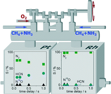 Graphical abstract: Mechanistic analysis of oxygen-assisted coupling of methane and ammonia to hydrogen cyanide over polycrystalline Pt and Rh