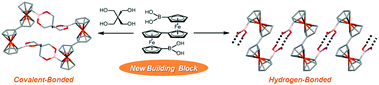 Graphical abstract: Construction of covalent- and hydrogen-bonded assemblies from 1′,1′′′-biferrocenediboronic acid as a new organobimetallic building block