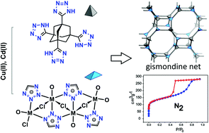 Graphical abstract: 1,3,5,7-Tetrakis(tetrazol-5-yl)-adamantane: the smallest tetrahedral tetrazole-functionalized ligand and its complexes formed by reaction with anhydrous M(ii)Cl2 (M = Mn, Cu, Zn, Cd)