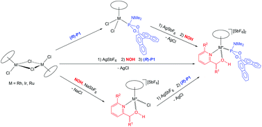 Graphical abstract: Hydroxymethylpyridine containing half-sandwich complexes of Rh(iii), Ir(iii) or Ru(ii)