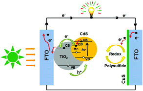 Graphical abstract: A strategy to improve the energy conversion efficiency and stability of quantum dot-sensitized solar cells using manganese-doped cadmium sulfide quantum dots