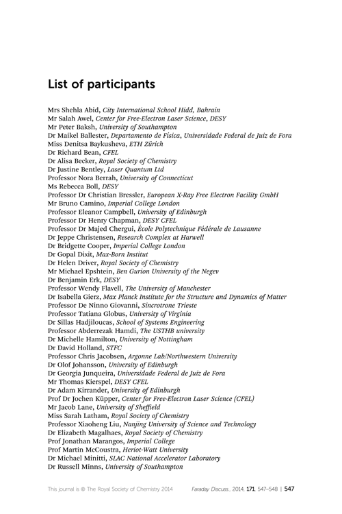 Graphical abstract: List of participants