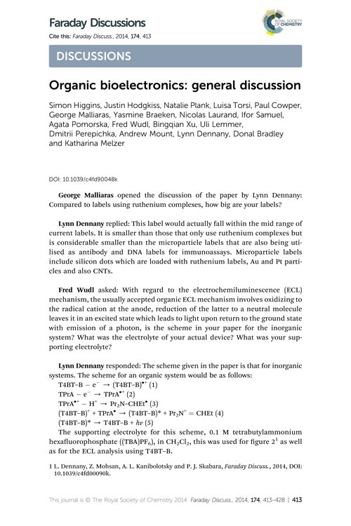 Organic bioelectronics: general discussion