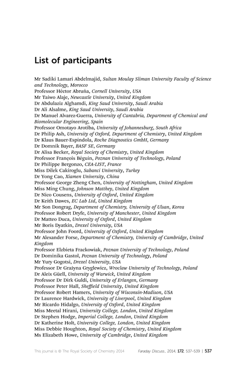 List of participants
