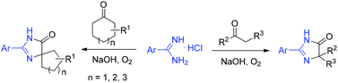 Graphical abstract: Efficient 4,5-dihydro-1H-imidazol-5-one formation from amidines and ketones under transition-metal free conditions