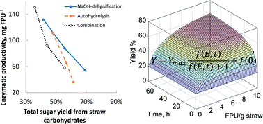 Graphical abstract: Yield optimization and rational function modelling of enzymatic hydrolysis of wheat straw pretreated by NaOH-delignification, autohydrolysis and their combination