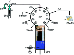 Graphical abstract: Automated headspace single-drop microextraction via a lab-in-syringe platform for mercury electrothermal atomic absorption spectrometric determination after in situ vapor generation