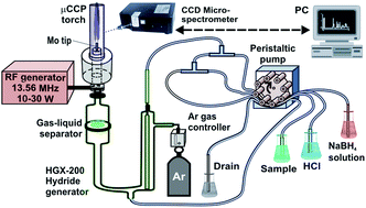 Graphical abstract: Simultaneous determination of As and Sb in soil using hydride generation capacitively coupled plasma microtorch optical emission spectrometry – comparison with inductively coupled plasma optical emission spectrometry