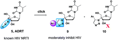 Graphical abstract: Synthesis and antiviral evaluation of 4′-(1,2,3-triazol-1-yl)thymidines