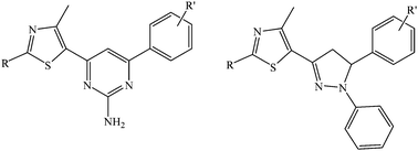 Graphical abstract: Thiazole-based aminopyrimidines and N-phenylpyrazolines as potent antimicrobial agents: synthesis and biological evaluation