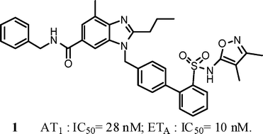 Graphical abstract: Design, synthesis and biological activity of 4′-[(benzimidazol-1-yl)methyl]biphenyl-2-sulphonamides as dual angiotensin II and endothelin A receptor antagonists