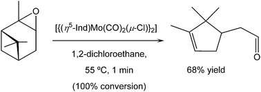 Graphical abstract: Application of an indenyl molybdenum dicarbonyl complex in the isomerisation of α-pinene oxide to campholenic aldehyde