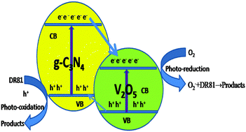 Graphical abstract: Synthesis of a visible-light active V2O5–g-C3N4 heterojunction as an efficient photocatalytic and photoelectrochemical material