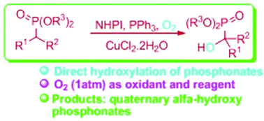 Graphical abstract: The catalytic aerobic synthesis of quaternary α-hydroxy phosphonates via direct hydroxylation of phosphonate compounds