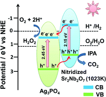 Graphical abstract: An Ag3PO4/nitridized Sr2Nb2O7 composite photocatalyst with adjustable band structures for efficient elimination of gaseous organic pollutants under visible light irradiation
