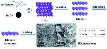 Graphical abstract: Synthesis of TiO2 nanosheets via an exfoliation route assisted by a surfactant