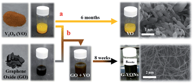 Graphical abstract: Graphene oxide assisted spontaneous growth of V2O5 nanowires at room temperature