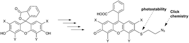 Graphical abstract: Synthesis of new asymmetric xanthene dyes via catalyst-free SNAr with sulfur nucleophiles