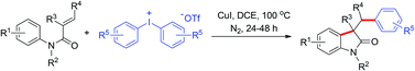 Graphical abstract: Copper-catalyzed bis-arylations of alkenes leading to oxindole derivatives