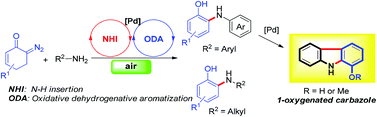 Graphical abstract: A Pd-catalyzed cascade reaction of N–H insertion and oxidative dehydrogenative aromatization: a new entry to 2-amino-phenols