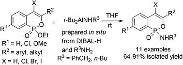 Graphical abstract: Synthesis of phosphaisocoumarin amidates via DIBAL-H-mediated selective amidation of phosphaisocoumarin esters